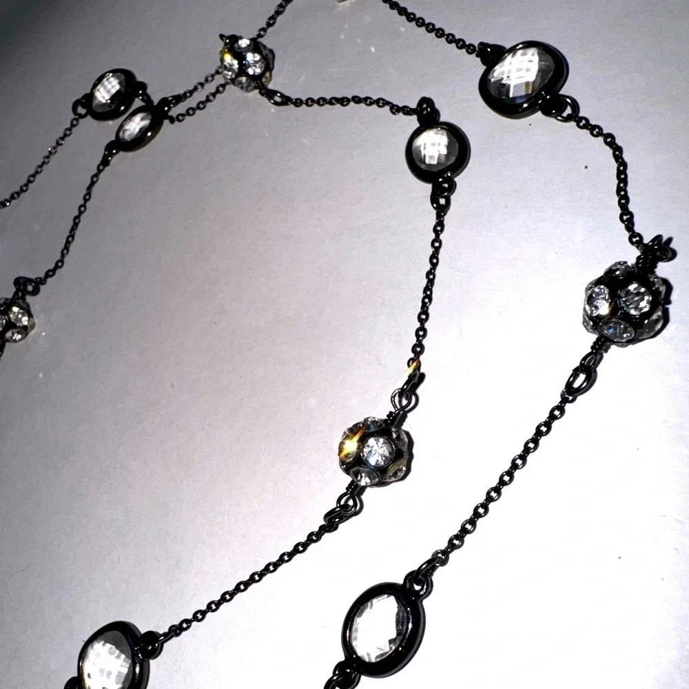 Stella & Dot 36” Chelsea Layering Hematite Pave Necklace - Picture 3 of 5